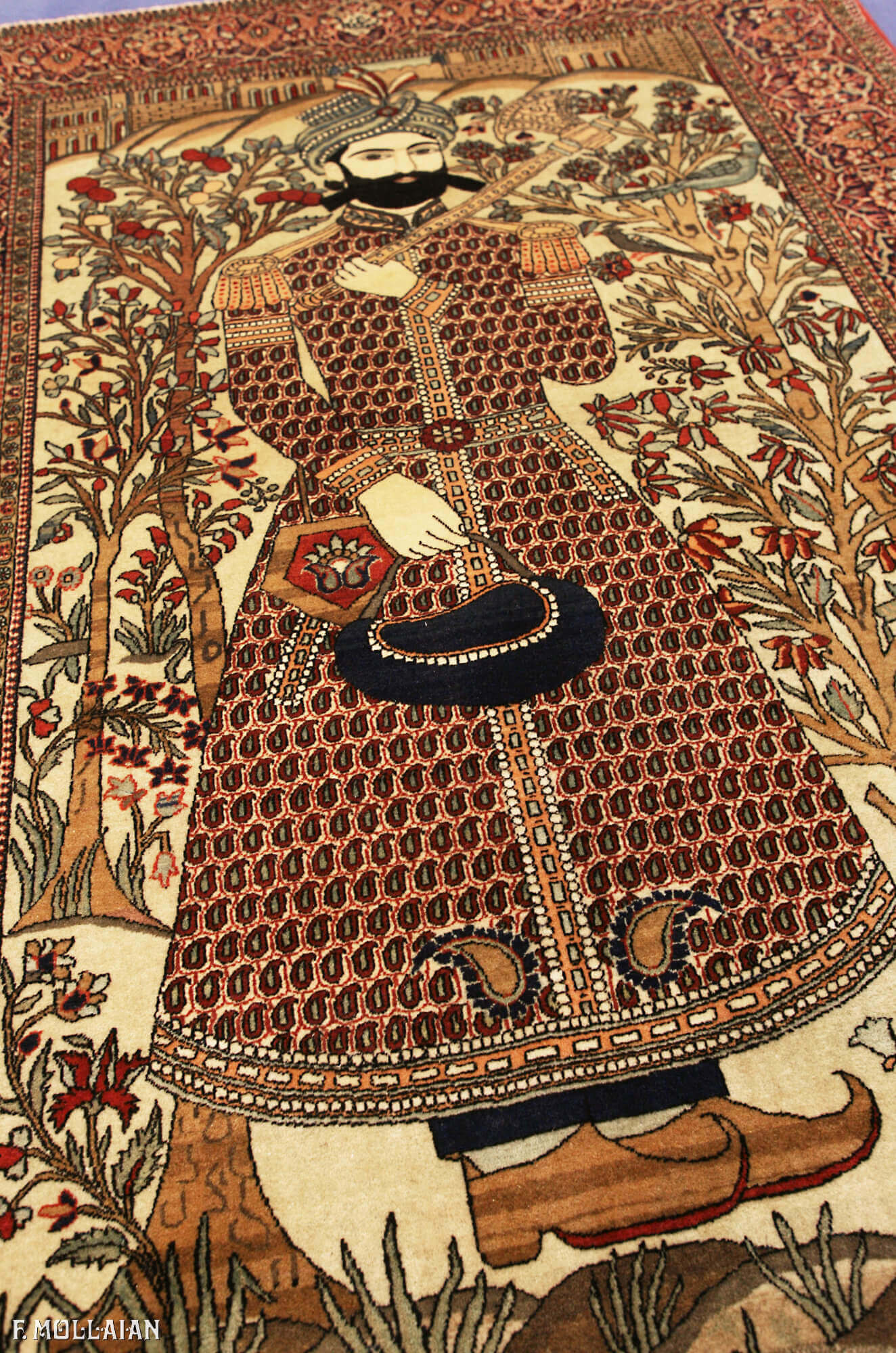 Tappeto Figurativo Persiano Antico Kashan Mohtasham n°:41724256